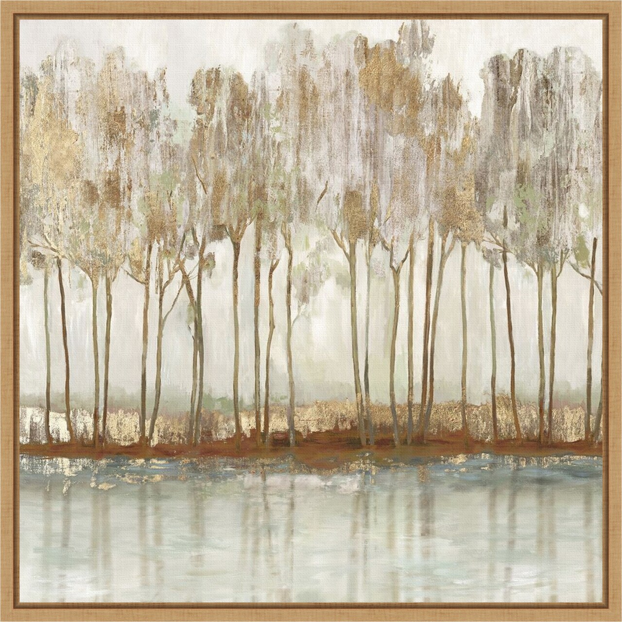 Lynn Peak I (Trees) by Allison Pearce 16-in. W x 16-in. H. Canvas Wall Art Print Framed in Natural